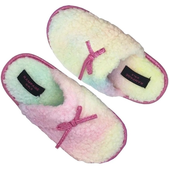 Rampage Slippers House Bedroom Fuchsia Barbiecore Sherpa Tie Dye NIP - Picture 2 of 6